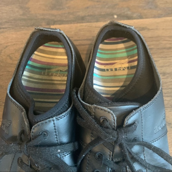 Dansko Elise Black Leather Oxford Work Shoes - Picture 8 of 11